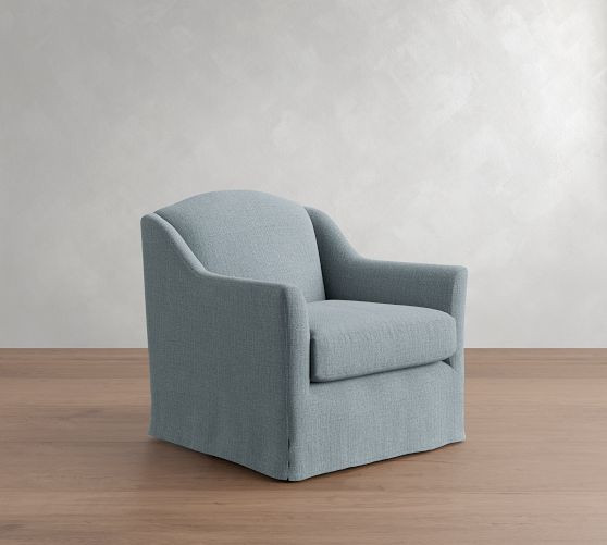 Belen Slipcovered Swivel Chair | Pottery Barn (US)