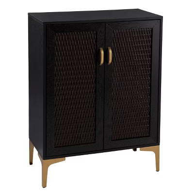 Fhamtes Two Door Bar Cabinet Black/Gold - Aiden Lane | Target