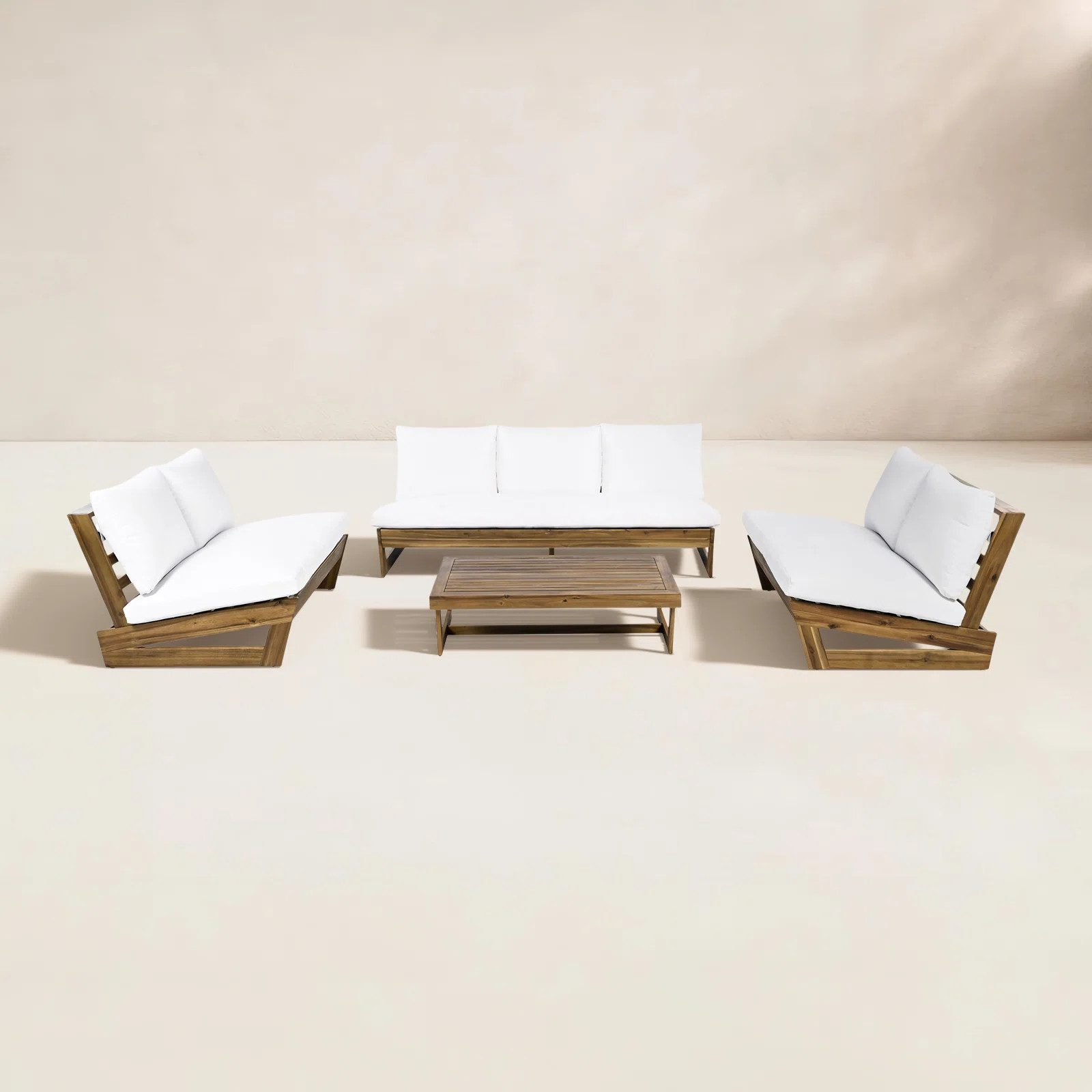 Louise Acacia 4 - Person Patio Conversation Set with Cushions | AllModern