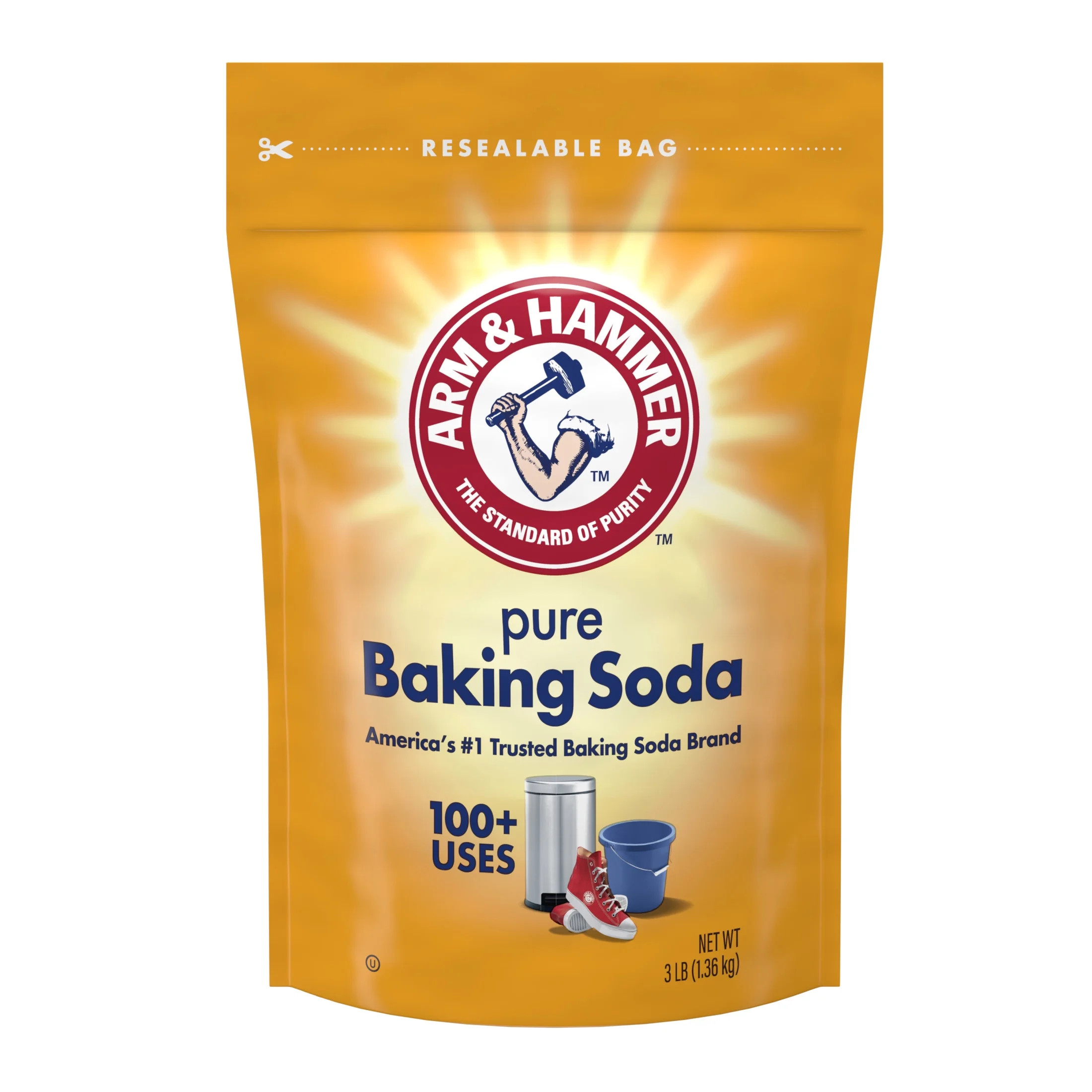 ARM & HAMMER Pure Baking Soda, For Baking, Cleaning & Deodorizing, 3 lb Resealable Bag - Walmart.... | Walmart (US)