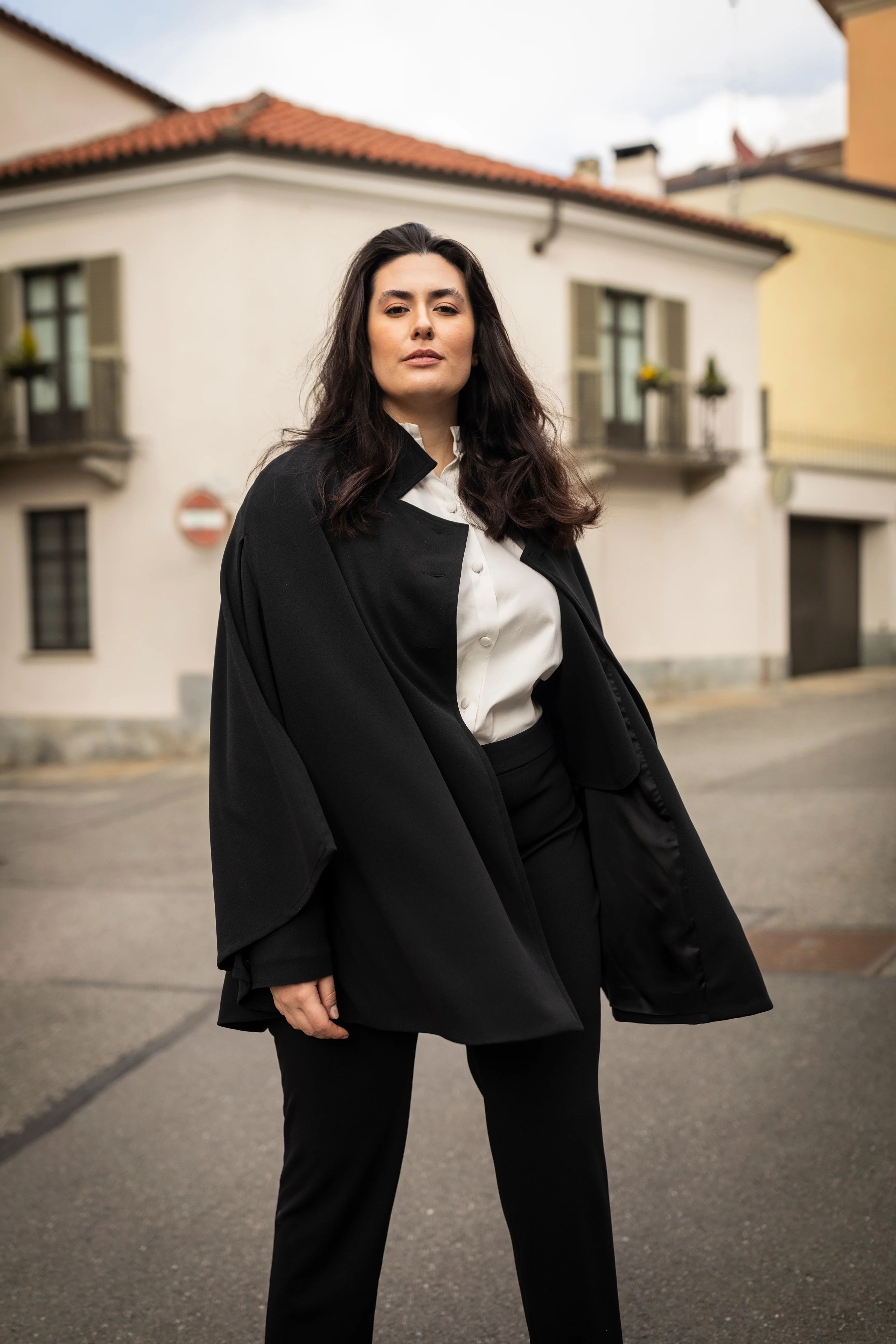 The Rachel Mondrian Cape - Black | Marta Scarampi