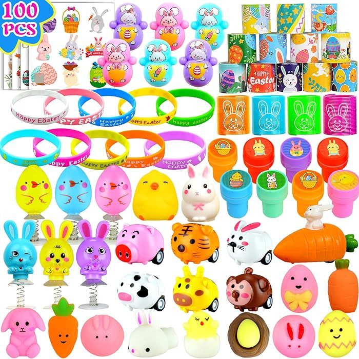 U-Goforst 100 Pack Easter Egg Fillers, Easter Basket Stuffers for Kids Boys Girls, Easter Party F... | Amazon (US)