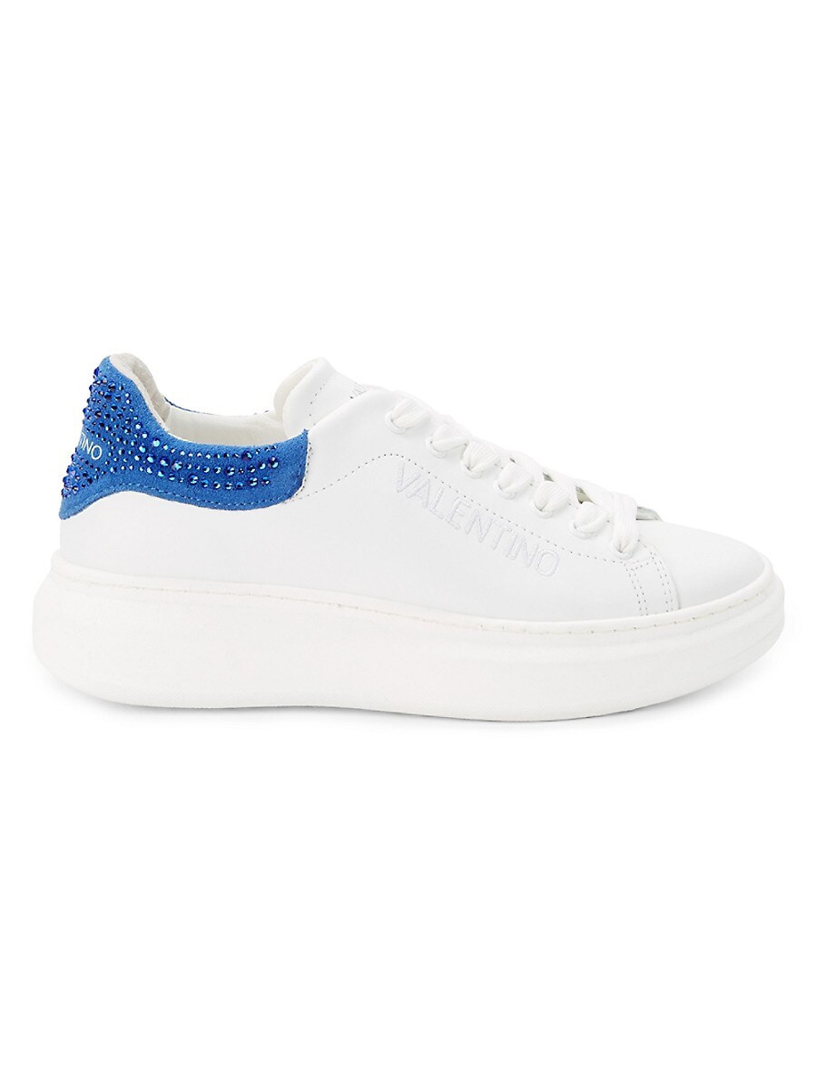 Valentino by Mario Valentino Women's Fresia Embellished Trim Leather Sneakers - White Royal - Size 9 | Saks Fifth Avenue OFF 5TH