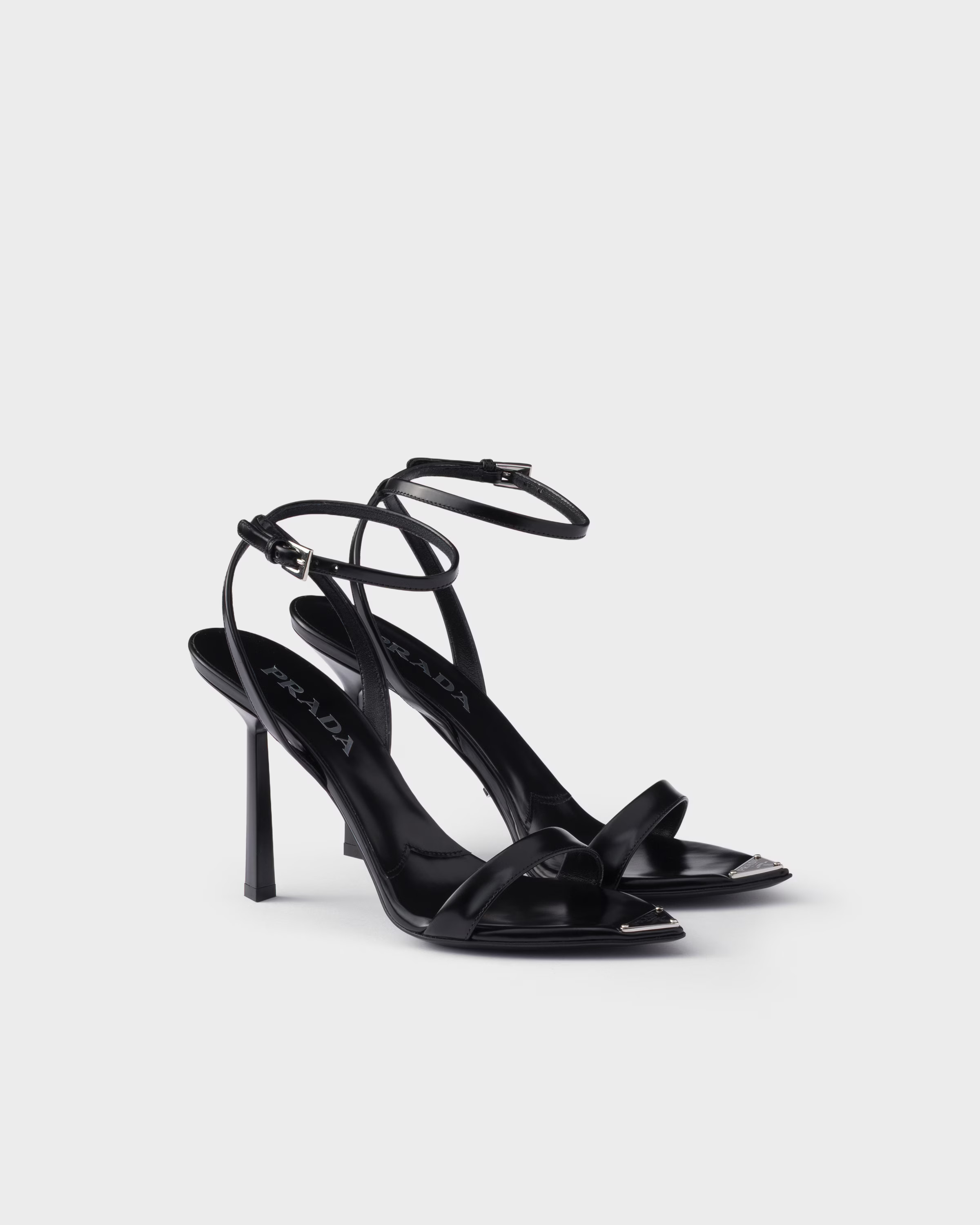 Brushed leather sandals | Prada US