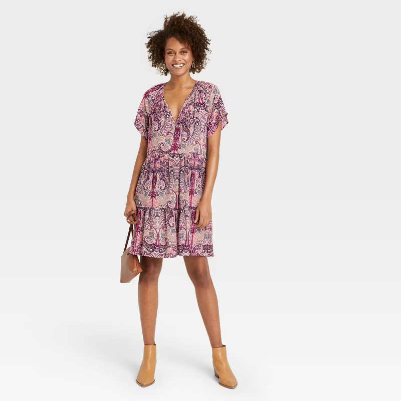Women's Flutter Short Sleeve Tiered Dress - Knox Rose™ | Target