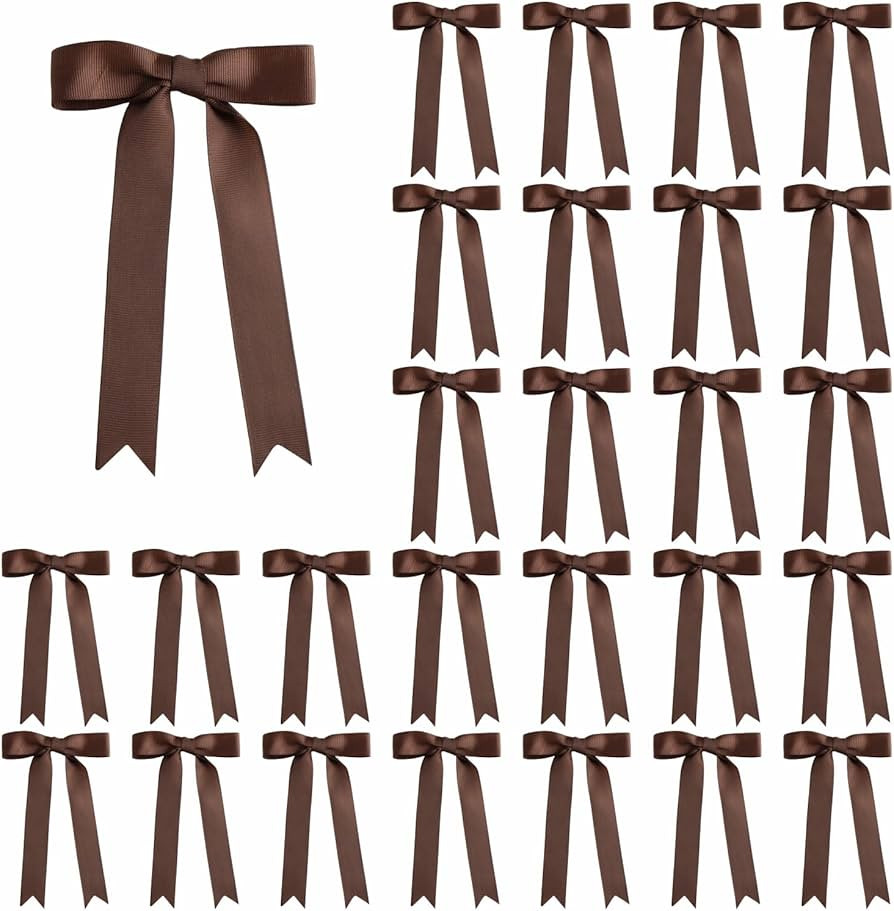 30 Pcs 5 x 7 Inch Brown Grosgrain Ribbon Bows with Twist Tie Gift Bows for Gift Wrapping, Crafts,... | Amazon (US)