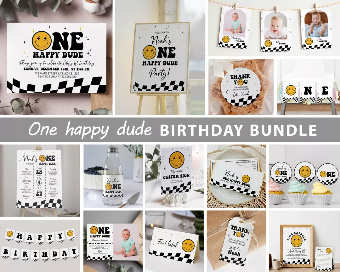 Editable One Happy Dude Birthday … curated on LTK