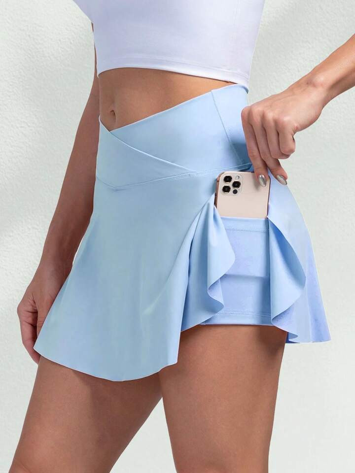 Women's Tennis Skirt With Liner Shorts Pockets High Waist Crossover Pleated Golf Athletic Skorts ... | SHEIN