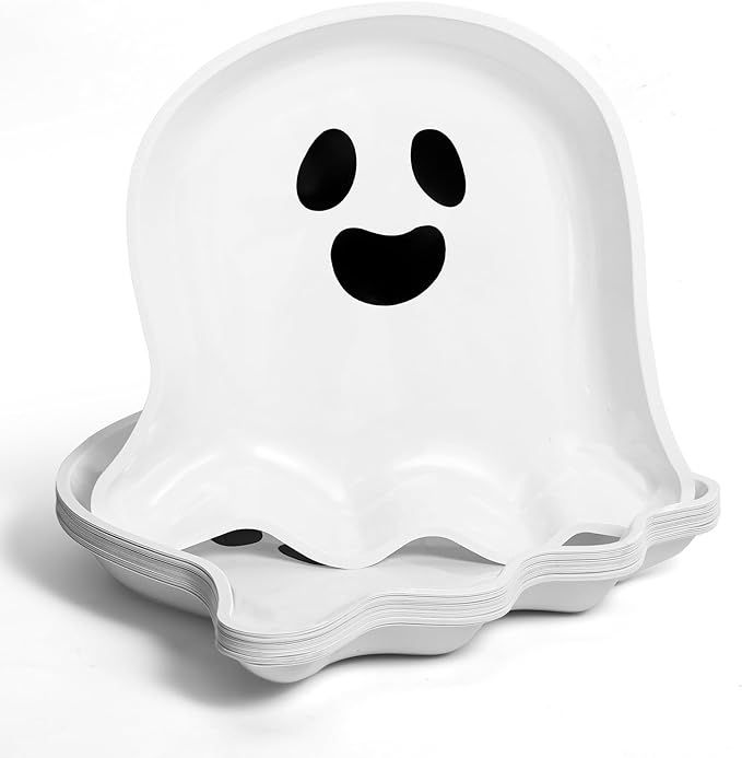 Umigy 60 Pieces Halloween Party Serving Trays, Plastic Orange Pumpkin Black Cat White Ghost Bat C... | Amazon (US)