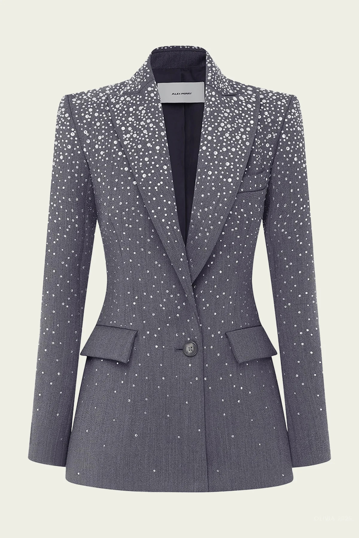 Single Breasted Fitted Blazer Crystal Suiting in Slate Grey - Grey 8 US | Shop Olivia