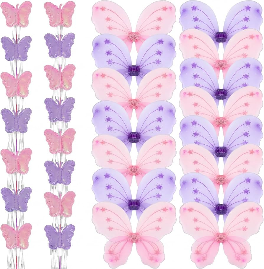 Chivao 15 Set Princess Wings Set 15 Pcs Fairy Butterfly Wings for Girls 15 Pcs Fairy Wands Butter... | Amazon (US)