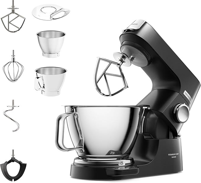 Kenwood Titanium Chef Baker Silver KVC85.004BK, Stand Mixer with Integrated Scale, 3 Stainless St... | Amazon (UK)