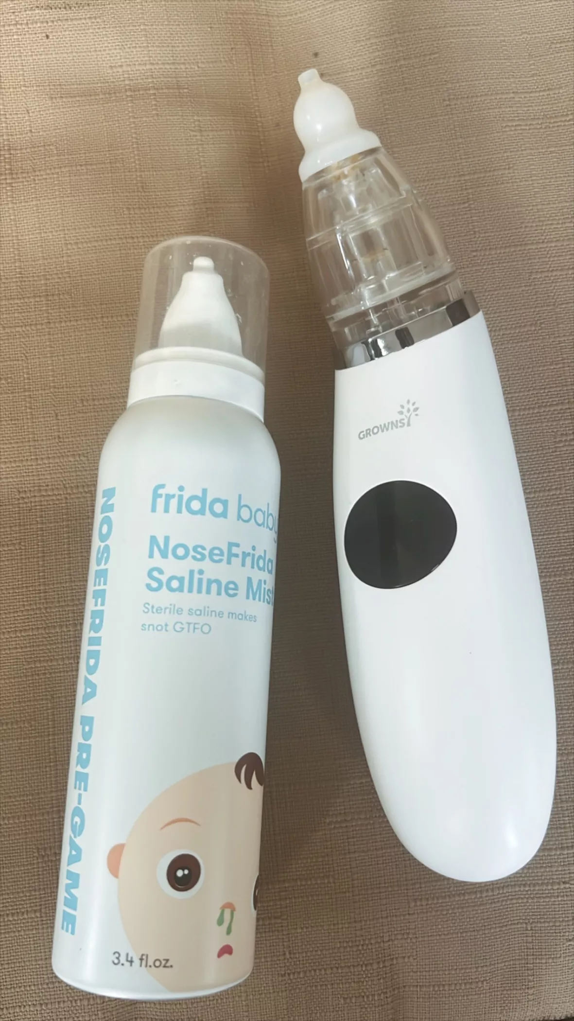 Baby Nasal Aspirator NoseFrida The Snotsucker with 10 Extra Filters and  All-Natural Saline Nasal Spray by Frida Baby