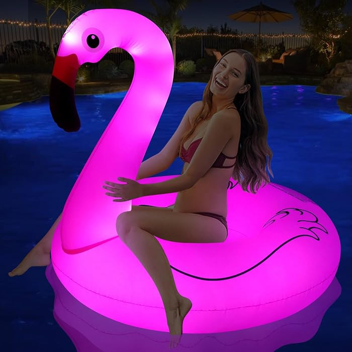 DeeprBling Aufblasbar Flamingo Schwimmring mit Lichtern, Schwimmreifen Flamingos, Gro\u00dfer Poo... | Amazon (DE)