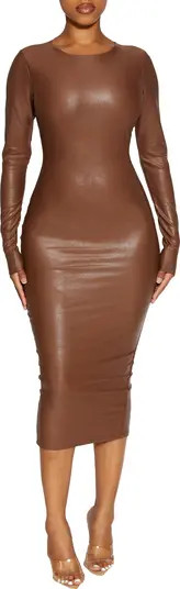 Drippin' Hard Back Slit Long Sleeve Body-Con Midi Dress | Nordstrom Rack