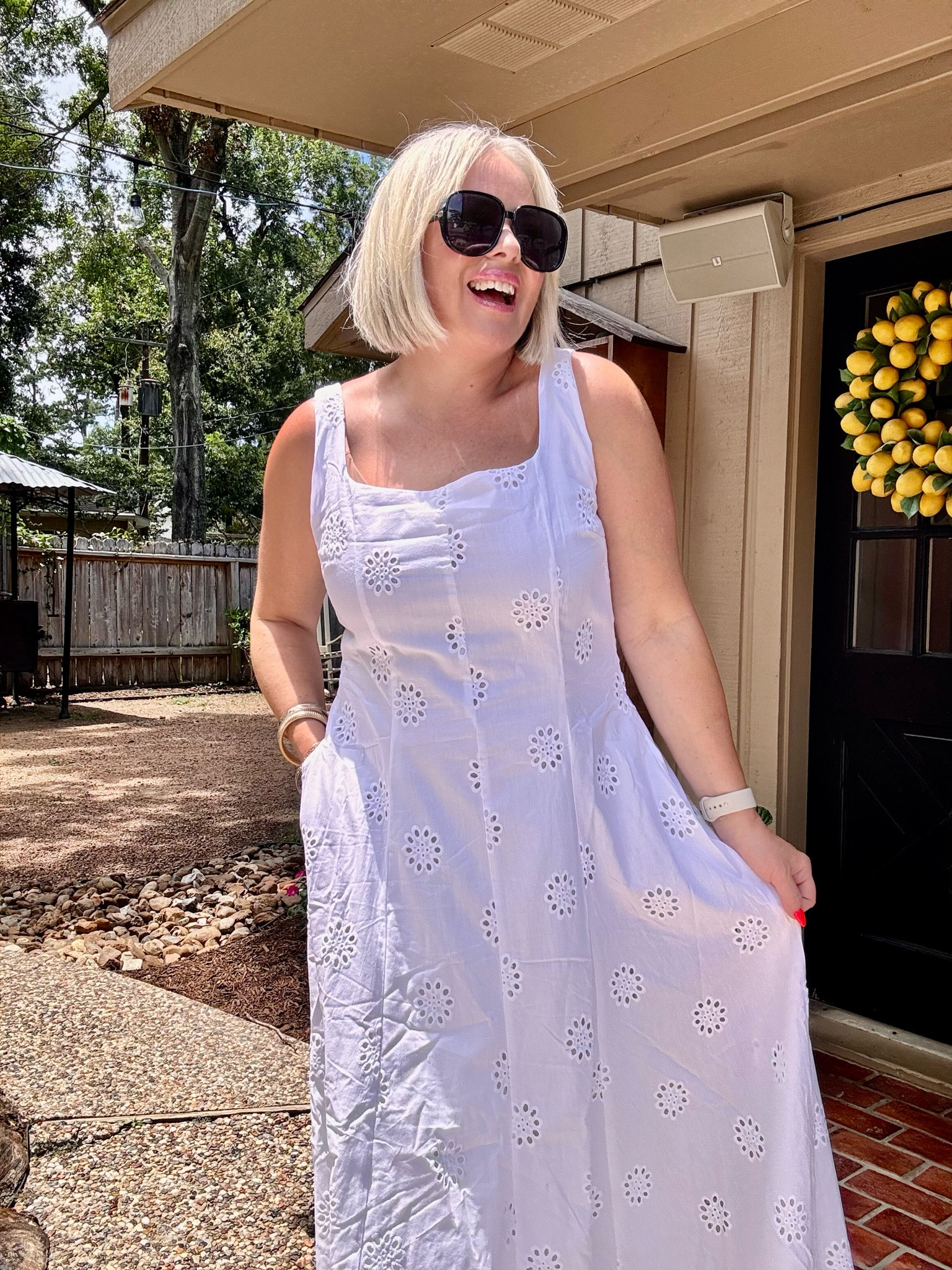 #walmartpartner @walmart summer fashion. #walmartfashion
The cutest white eyelet dress. It’s lined, has pockets, and fits tts. - size large 

#LTKxWalmart #LTKFindsUnder100 #LTKFindsUnder50
