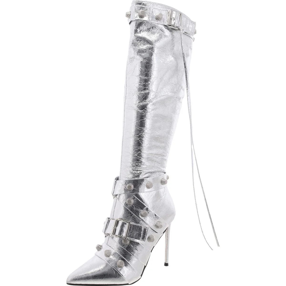 Fink Womens Faux Leather Embellished Knee-High Boots | Shop Simon