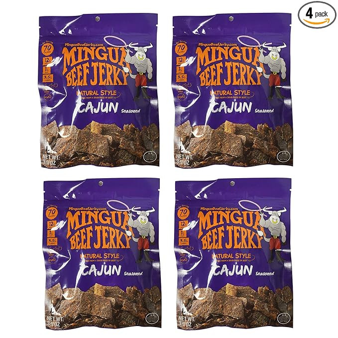 Mingua Beef Jerky Cajun-Seasoned - Nitrite-Free Spicy Beef Jerky - 100% US Beef, Four 3.5-Ounce B... | Amazon (US)