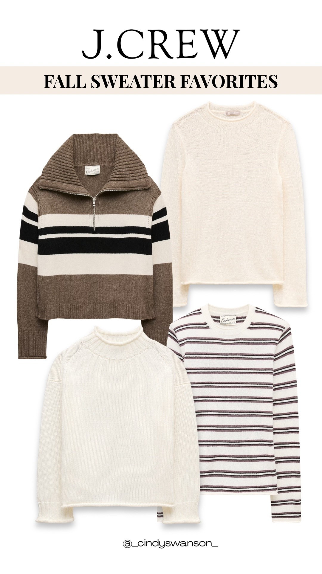 These J.Crew sweaters are the kind of fall staples I reach for year after year. I love the classic neutrals, timeless stripes, and easy-to-layer silhouettes—pieces that make getting dressed feel simple and polished.

#LTKootd #LTKOver40 #LTKSeasonal