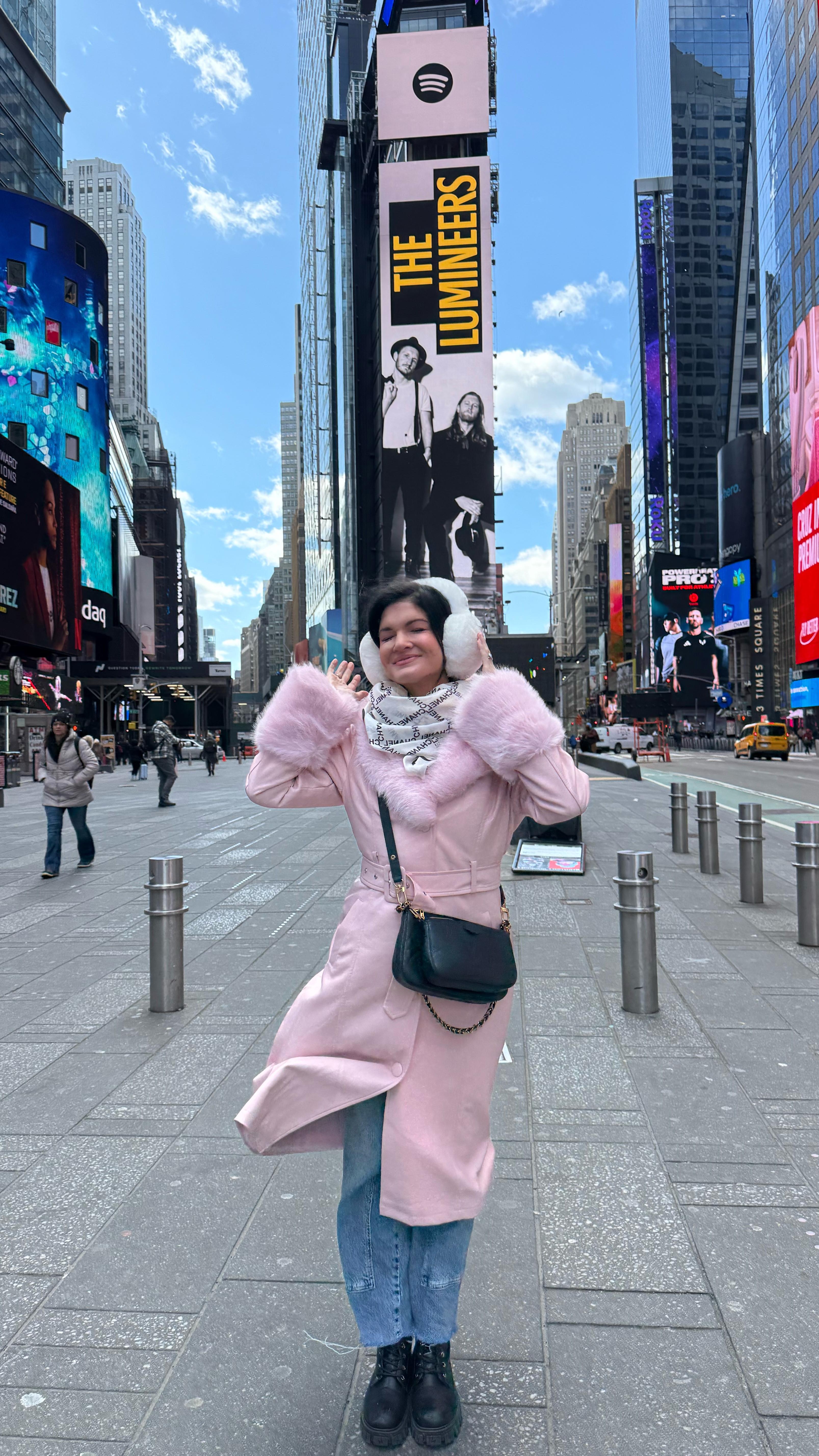 Warmest pink coat with lined fur & warm earmuffs with combat boots 

#LTKSeasonal #LTKStyleTip #LTKTravel