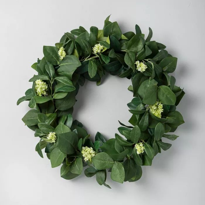 24" Faux Skimmia & Perilla Leaf Wreath - Hearth & Hand™ with Magnolia | Target