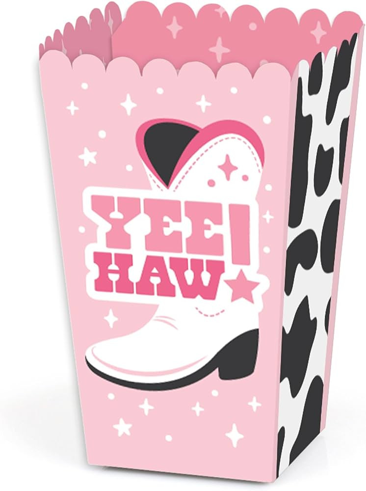Big Dot of Happiness Rodeo Cowgirl - Pink Western Party Favor Popcorn Treat Boxes - Set of 12 | Amazon (US)