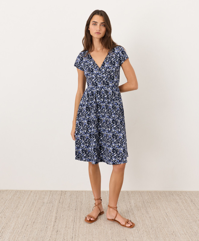 Women’s Fit & Flare Crossover Dress made with Organic Cotton | Pact | Pact Apparel