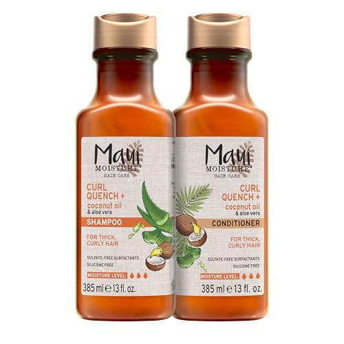 Maui Moisture Curl Quench + Coconut Oil Shampoo + Conditioner to Hydrate and Detangle Tight Curly Hair, Softening Shampoo, Vegan, Silicone & Paraben-Free, 13 Fl Oz | Amazon (US)