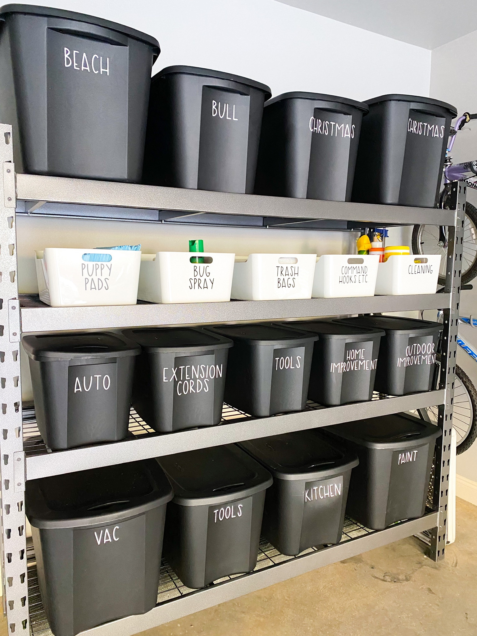 Become a Garage Gladiator…pun intended! These shelves along with The Container Store White Bins and Storage Totes in black can help you tackle garage organization on a budget!! Also, let’s get some love for these labels!! 🖤🤍

#LTKhome #LTKfamily #LTKunder50