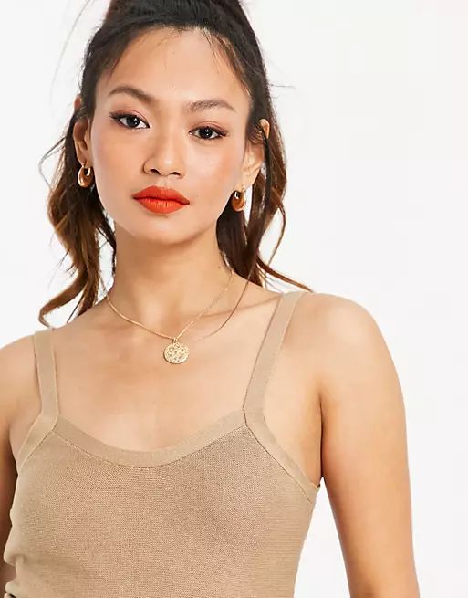 Mango knitted cropped top in beige | ASOS (Global)
