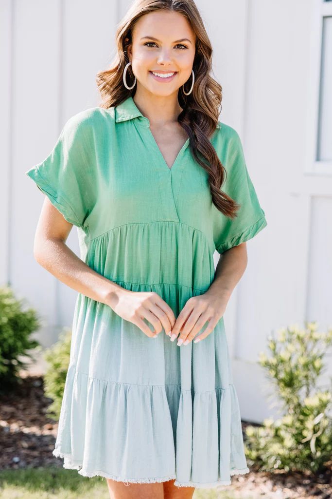 Keep On Moving Sage Green Ombre Linen Dress | The Mint Julep Boutique