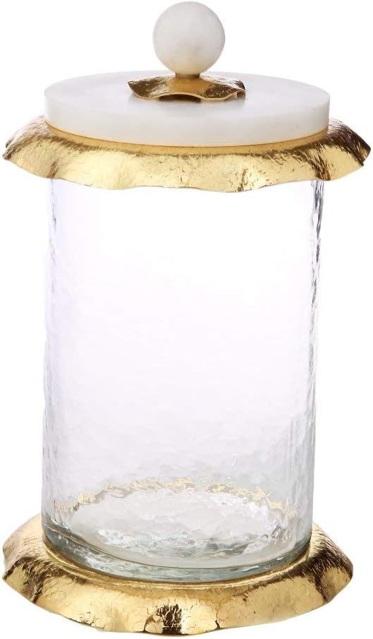 Classic Touch MGJ873 4.75 x 8.25 in. Large Glass Canister with Marble & Gold Lid | Amazon (US)