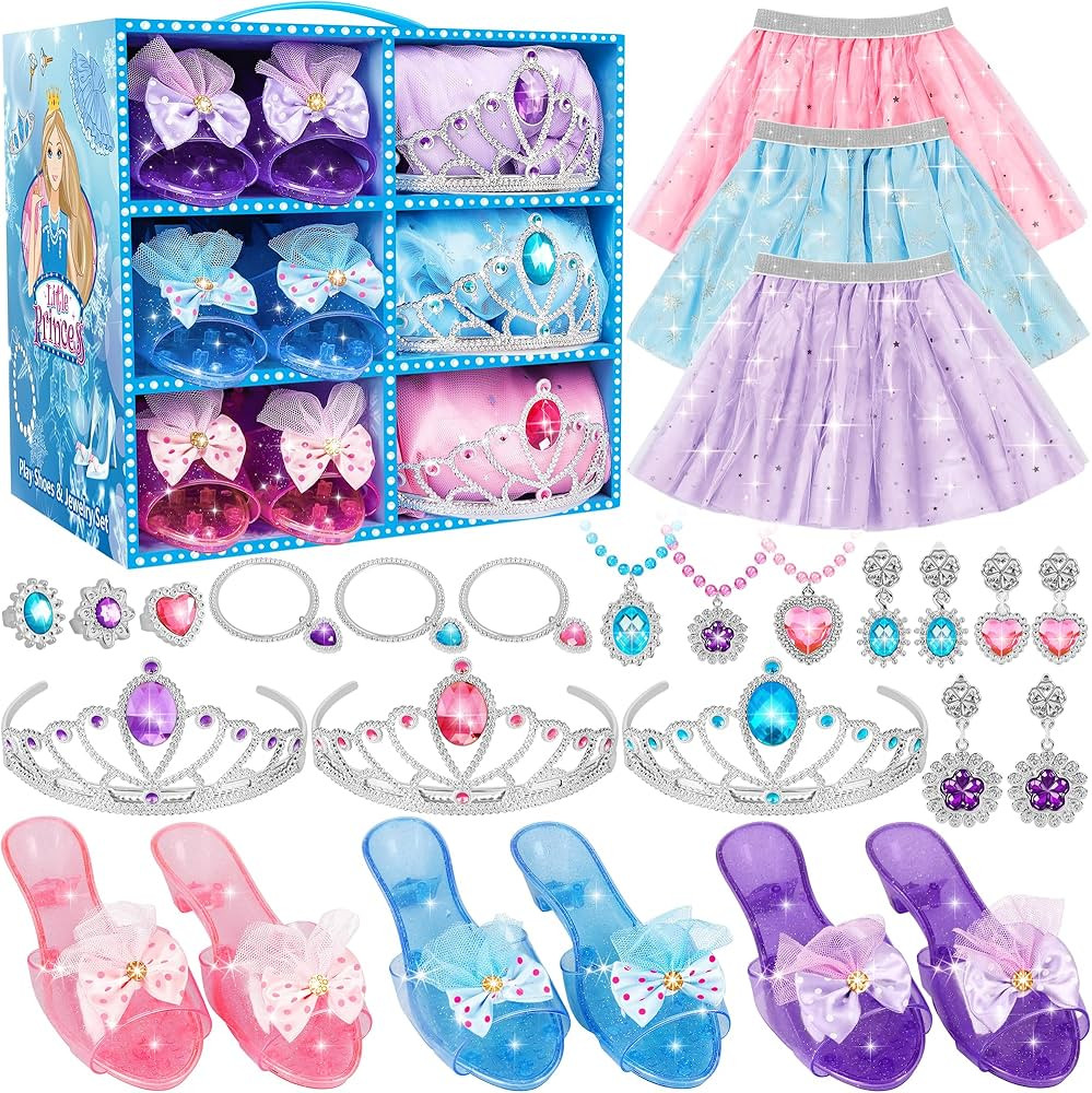 Princess Dress Up Toys & Jewelry Boutique, Costumes Set incl Color Skirts, Shoes, Crowns, Accesso... | Amazon (US)
