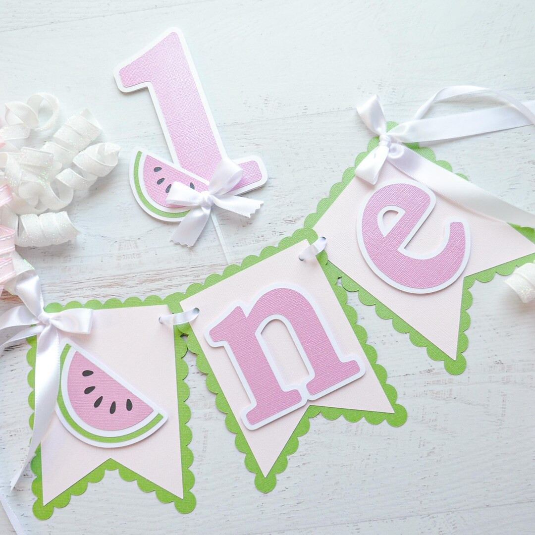 One In A Melon Watermelon Theme First Birthday High Chair Banner, Smash Cake Photo Prop Backdrop ... | Etsy (US)