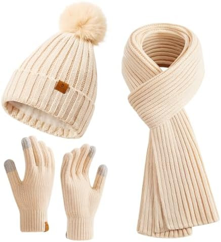 Coolprince Womens Long Scarf Gloves and Hat Set Cold Weather Hat Scarf Glove Set for Women Winter... | Amazon (US)