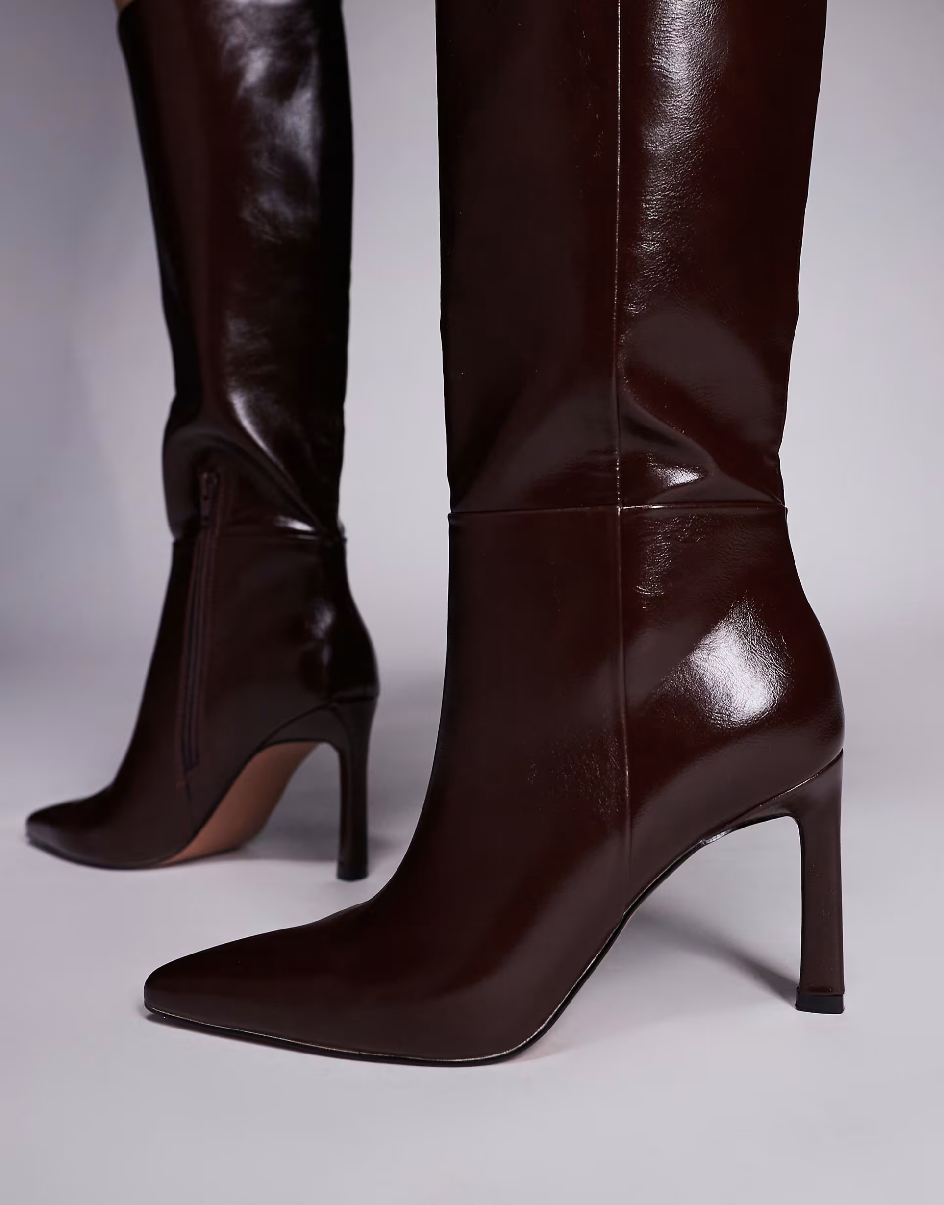 ASOS DESIGN Charmed heeled knee boots in chocolate | ASOS | ASOS (Global)