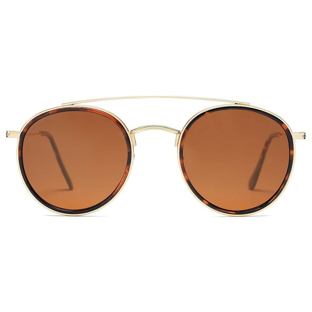 SOJOS Retro Vintage Round Polarized Sunglasses for Women Men Small Double Bridge Circle Sunnies S... | Amazon (US)