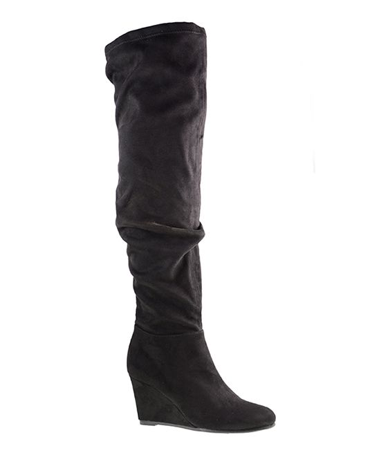 Chinese Laundry Women's Casual boots BLACK - Black Uma Slouch Wedge Boot - Women | Zulily