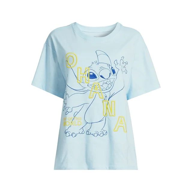 Stitch Women’s Juniors Graphic Embroidery T-Shirt with Short Sleeves, Sizes XS-3XL | Walmart (US)