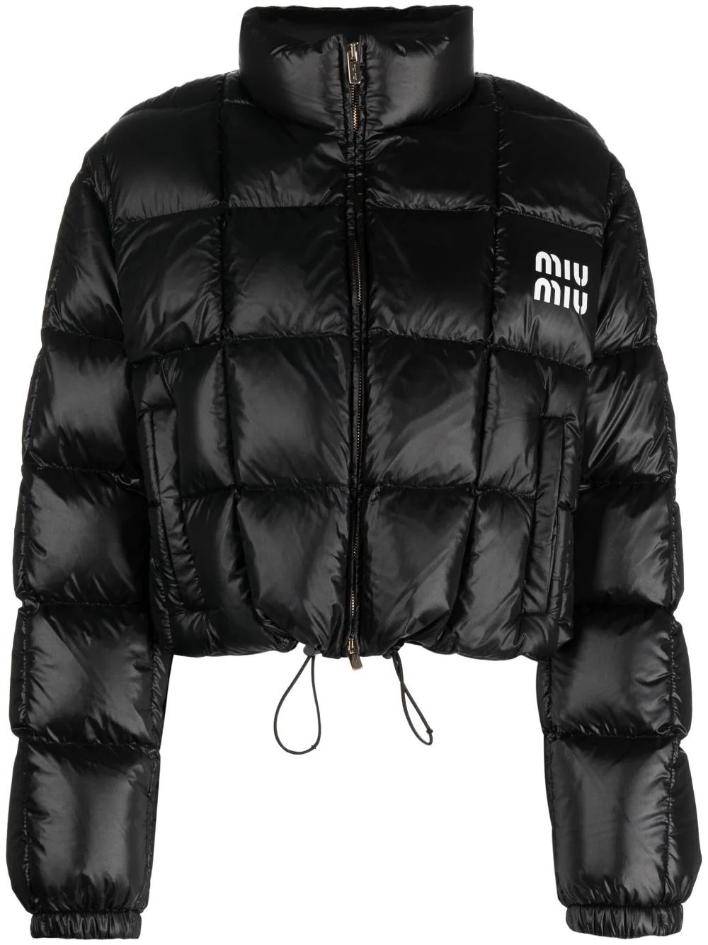 Miu Miu logo-print Padded Jacket - Farfetch | Farfetch Global