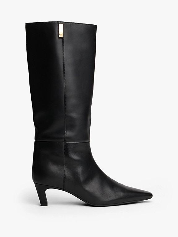 Leather Square Toe Kitten Heel Boots | Tommy Hilfiger UK