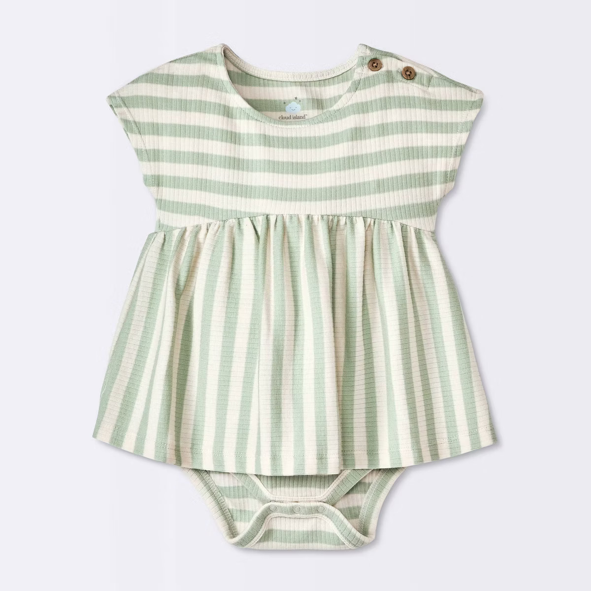 Baby Girls' Striped Modal Ribbed Romper - Cloud Island™ Green | Target