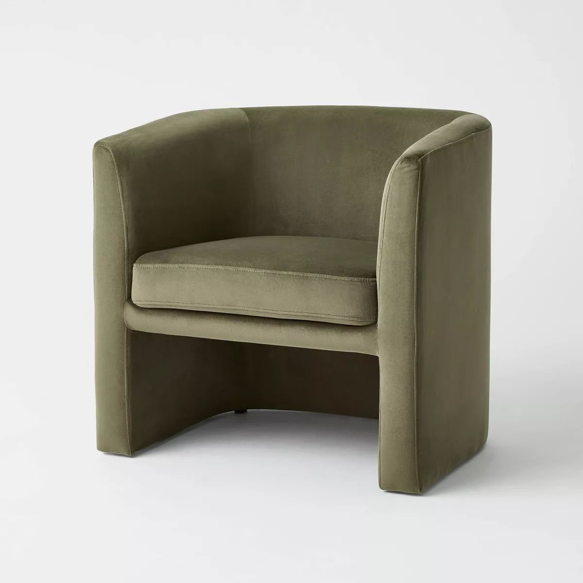 Vernon Upholstered Barrel Accent Chair Olive Velvet - Threshold™ designed with Studio McGee | Target