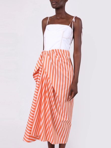 Corset Dress With Sarong Skirt Orange Stripe | The Webster