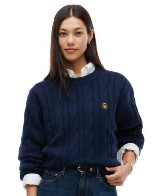 Tommy Hilfiger Women's American Icons Cable-Knit Crewneck Sweater - Med Yellow | Macy's