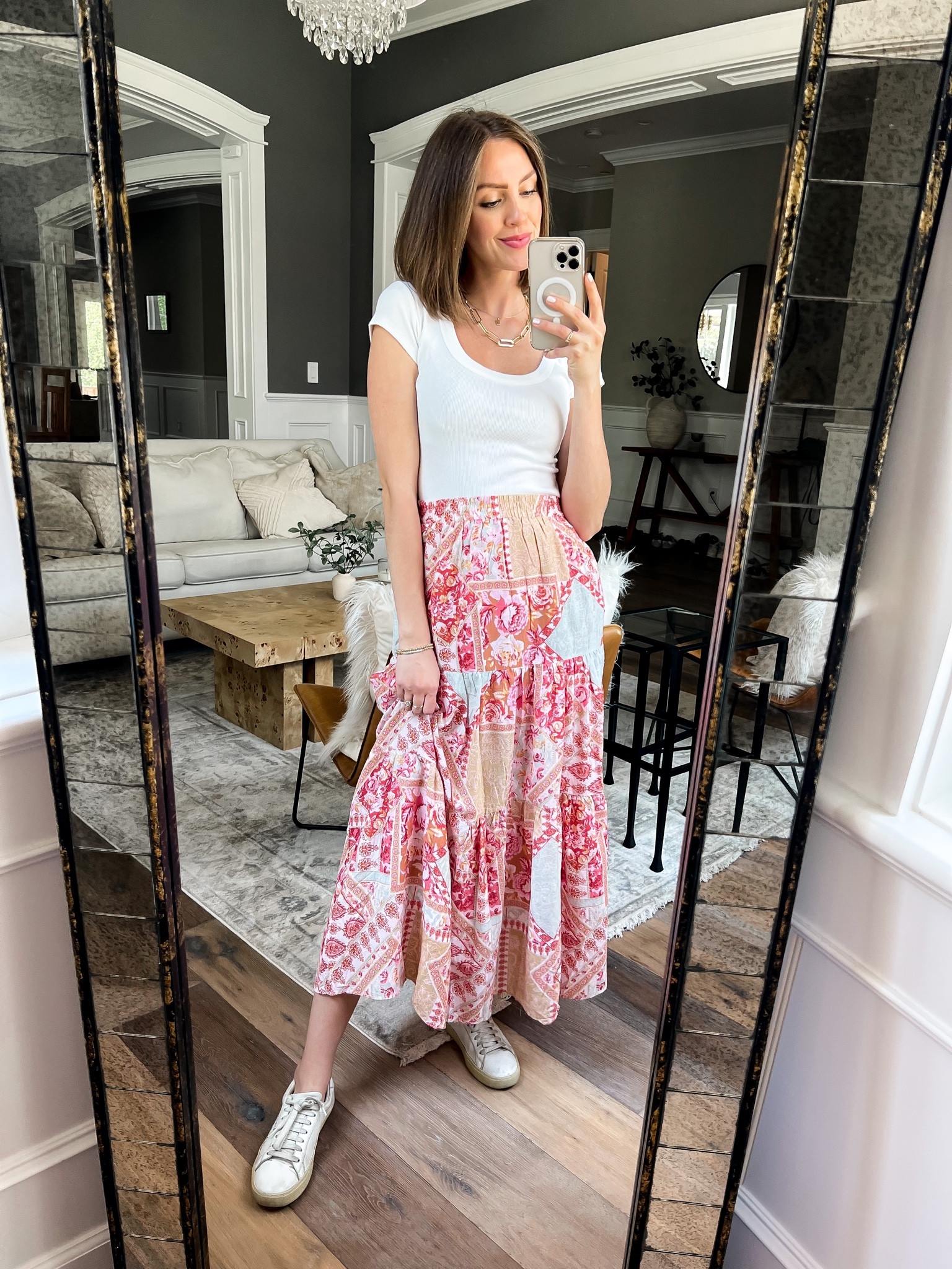 Maxi skirt // patchwork // stretch waist // 

#LTKbump #LTKstyletip #LTKFind