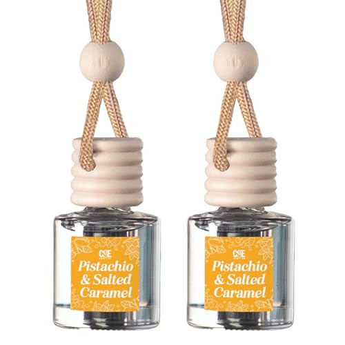 C&E Craft Co Hanging Car Air Freshener Diffuser 2 Pack, Long Lasting Fragrance Oil Car Freshener, Glass Bottle Auto Air Freshener, Made in USA (Pistachio & Salted Caramel) | Amazon (US)