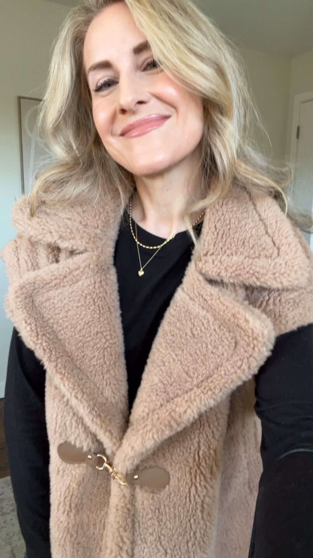 Walmart faux shearling vest you’d guess was a boutique find! Just wish it had pockets. Otherwise adorable and cozy. Fits tts, I’m wearing the S/M. #walmartfashion 

#LTKOver40 #LTKFindsUnder100 #LTKFindsUnder50