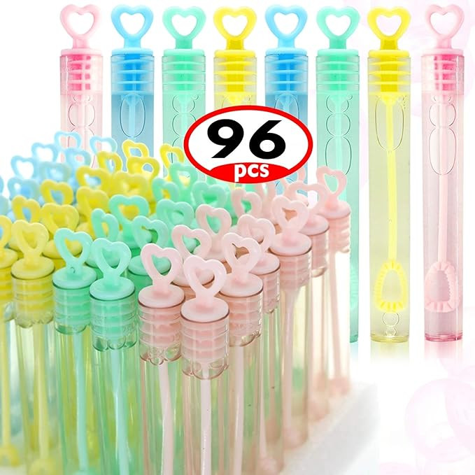 GiftExpress 96 Pcs Mini Heart Bubble Wands, Assortment Pastel Color, Perfect Wand Bubble for Wedd... | Amazon (US)