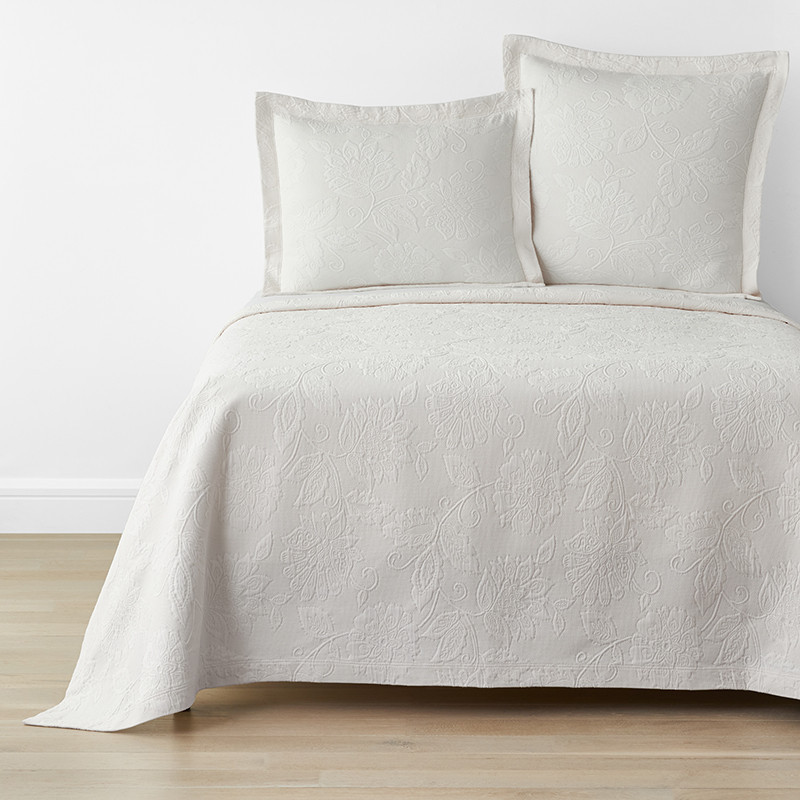 Putnam Cotton Matelassé Bedspread - Ivory, Size Queen, Floral/Solid | The Company Store | The Company Store